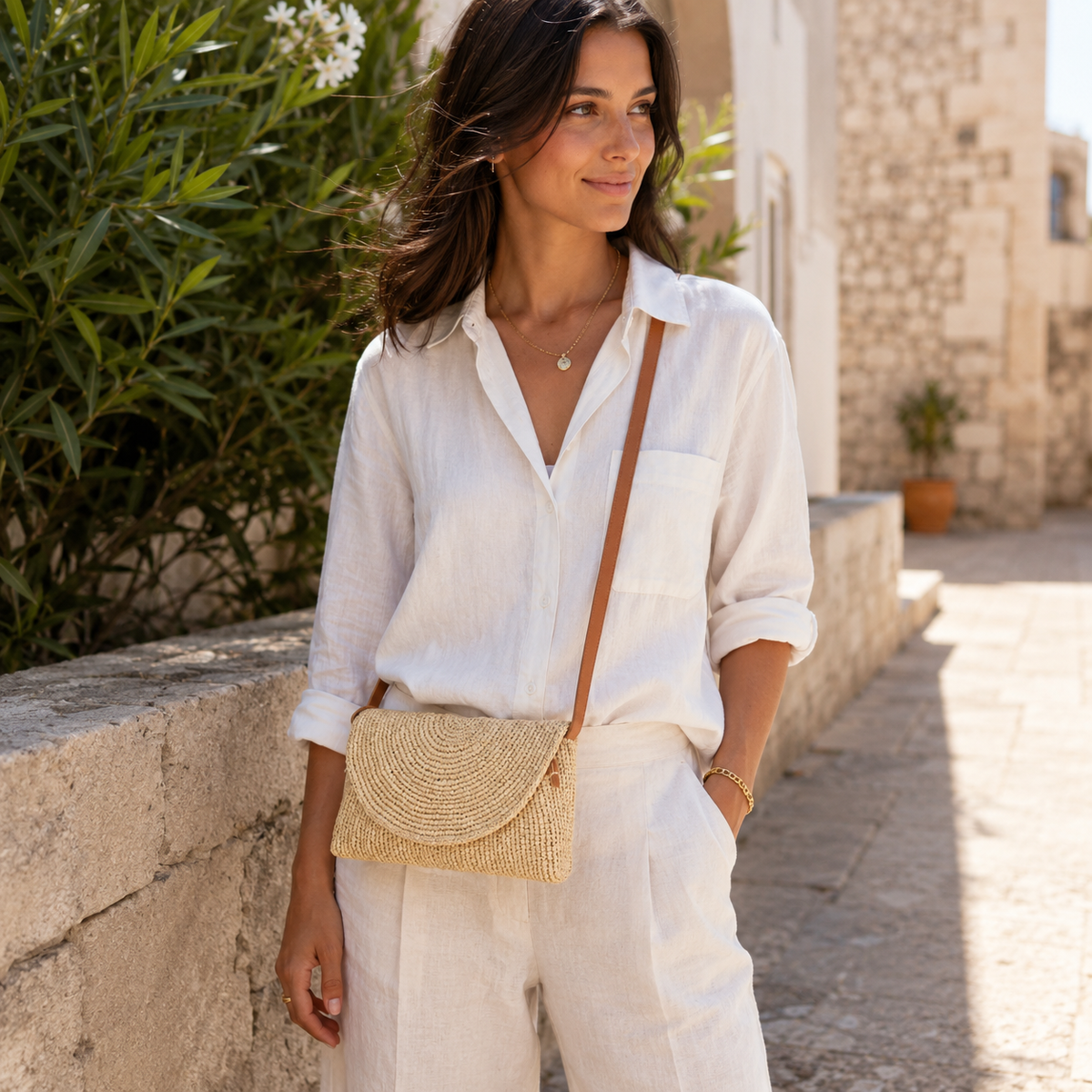 Pochette Andi en raphia naturel Bagatelle