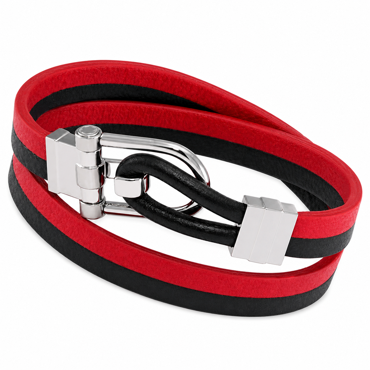 Bracelet Urban Spirit bracelet cuir rouge et noir Montblanc – vue 2