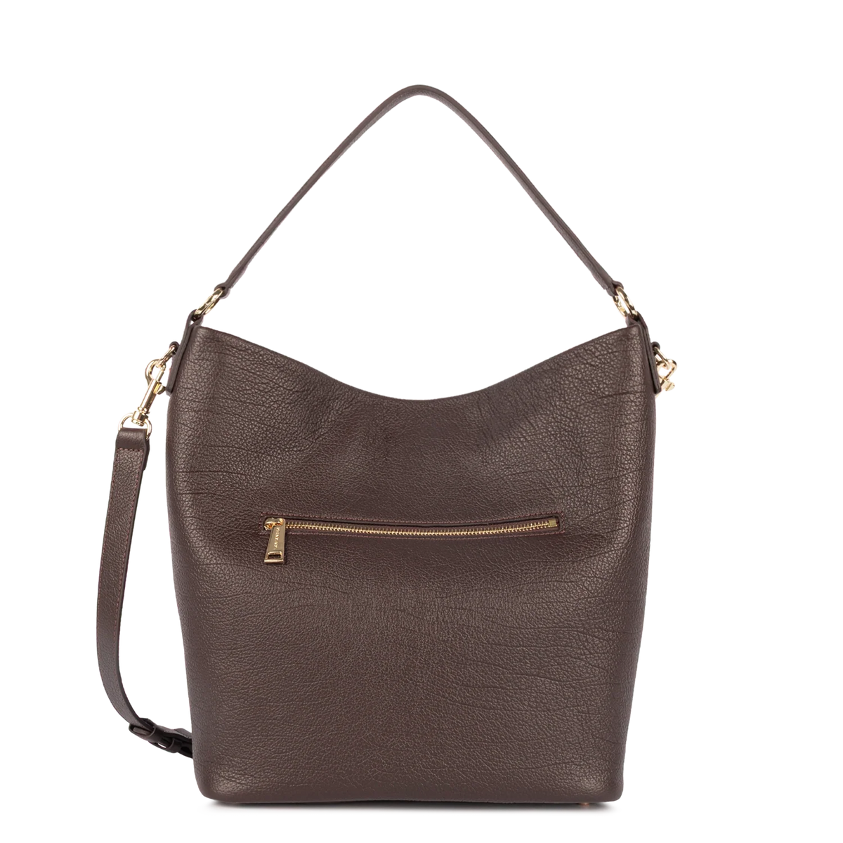 LANCASTER - Grand sac seau Dune en cuir grainé marron