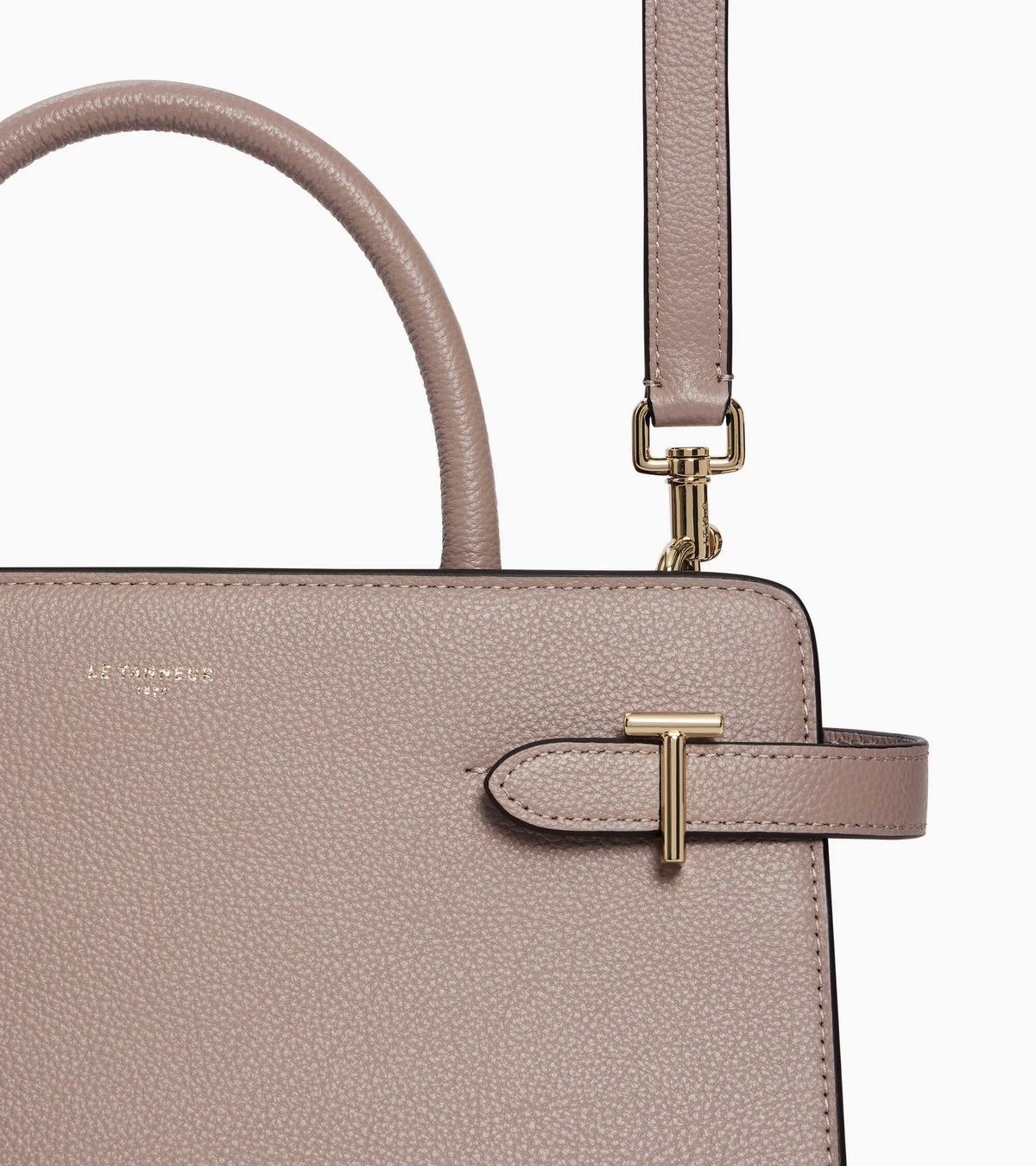 Sac à main moyen modèle Emilie en cuir grainé Gris Fossile Le Tanneur – vue 2