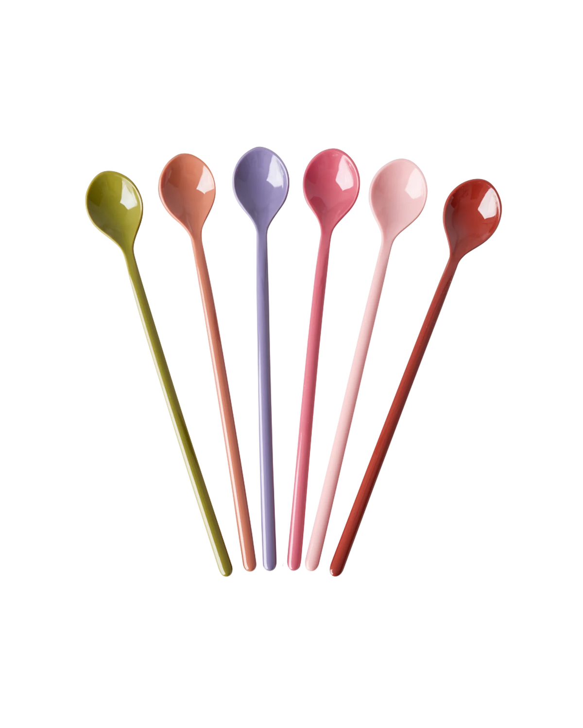 RICE - Lot de 6 cuillères longues multicolores en mélamine