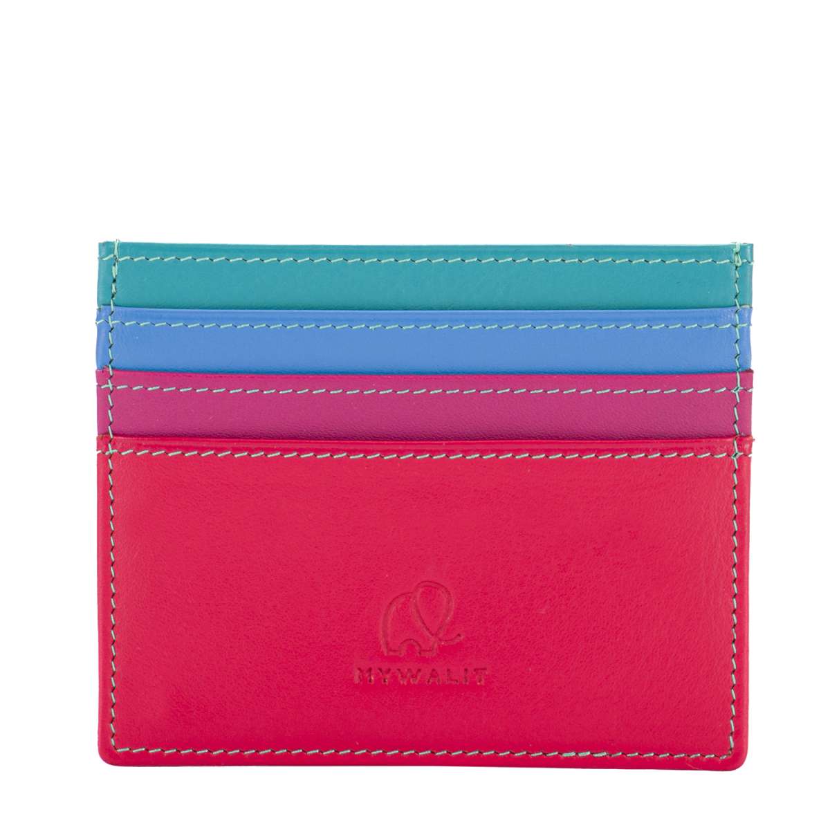 Portefeuille rose à double rabat en cuir Mywalit