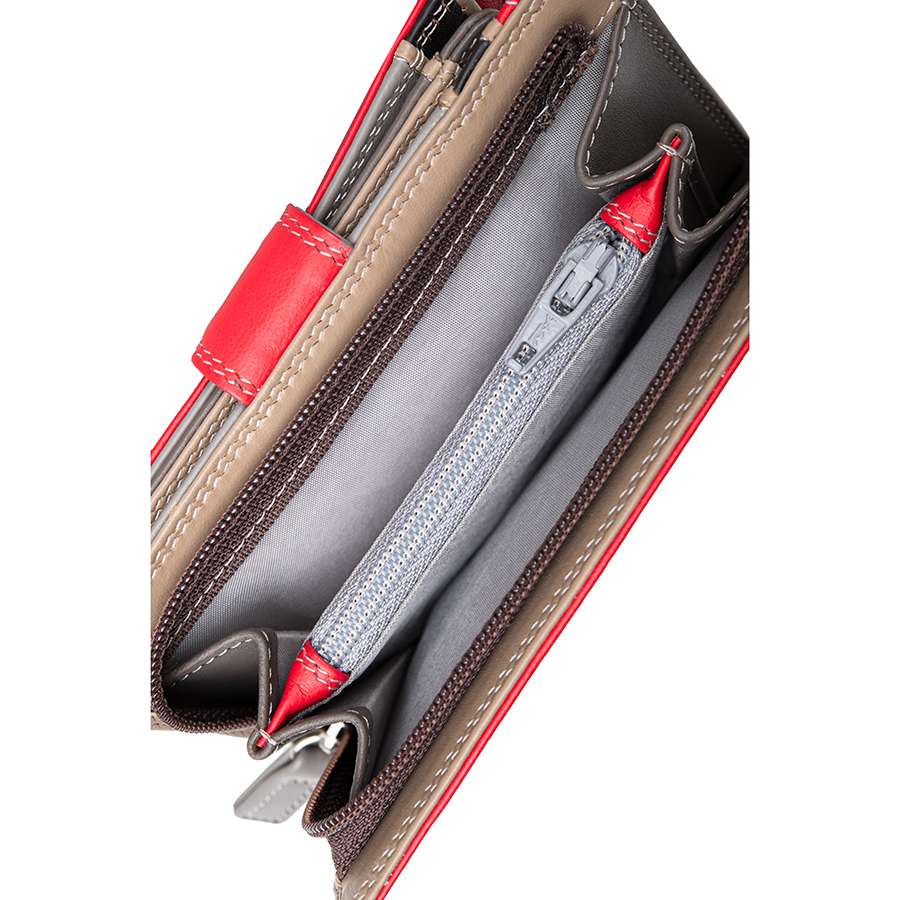 Portefeuille moyen zippé rouge Mywalit – vue 3