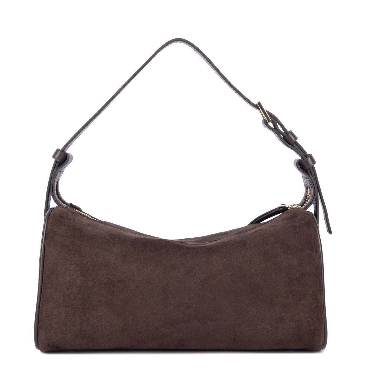 Sac baguette porté épaule en cuir velours Suède Marron Lancaster