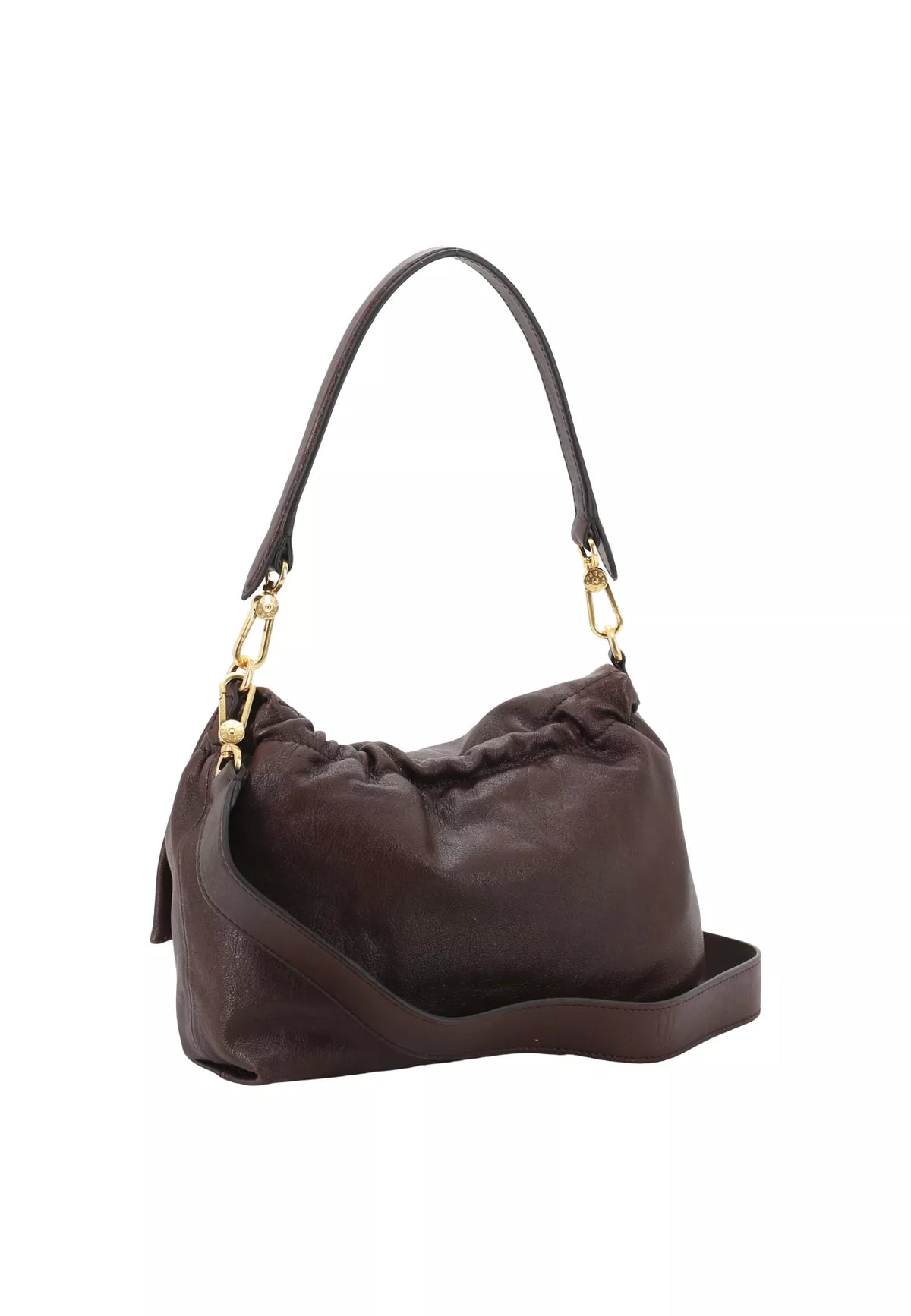 Sac porté épaule en cuir lisse Temi Medium Brun Abro – vue 3