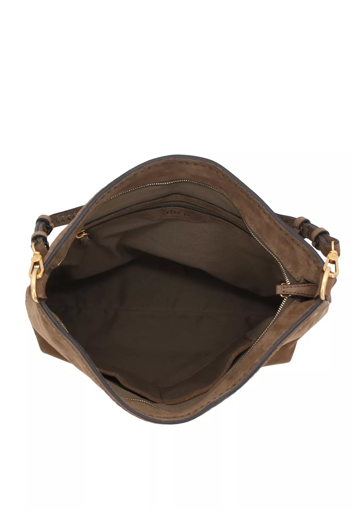 Grand sac porté épaule en daim Signature Khaki Abro – vue 3