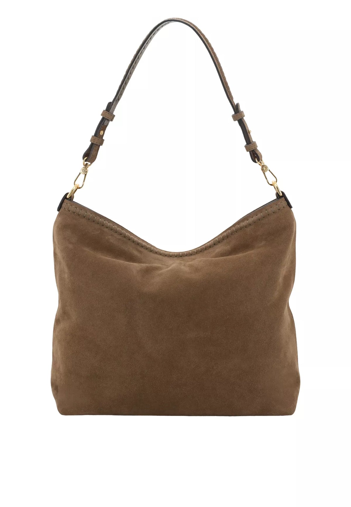 Grand sac porté épaule en daim Signature Khaki Abro – vue 2