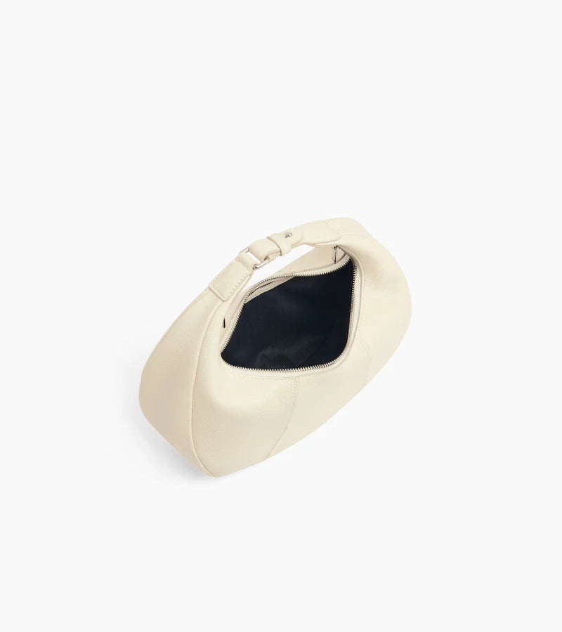 Petit sac bandoulière souple Juliette cuir grainé blanc fleur de sel Le Tanneur – vue 2