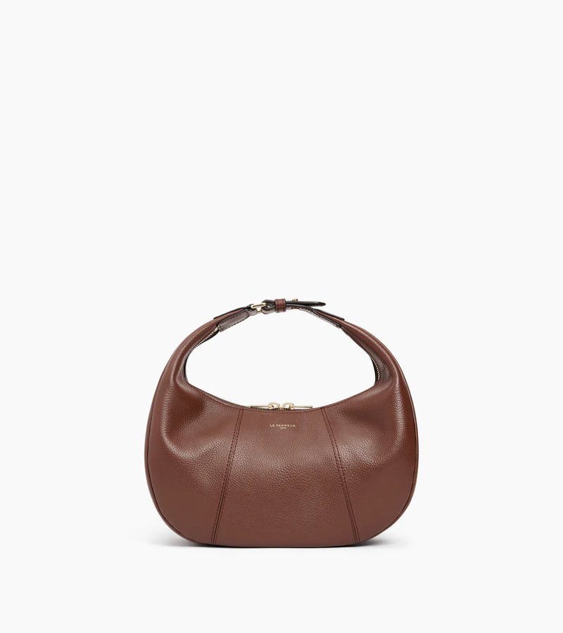 Petit sac bandoulière souple Juliette cuir grainé Ebène Le Tanneur
