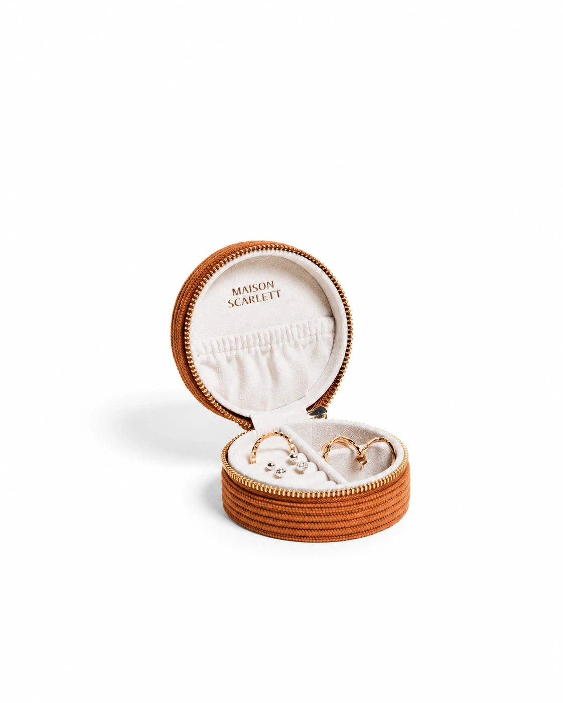 MAISON SCARLETT - Boite à bijoux Yvonne velours cotelé camel