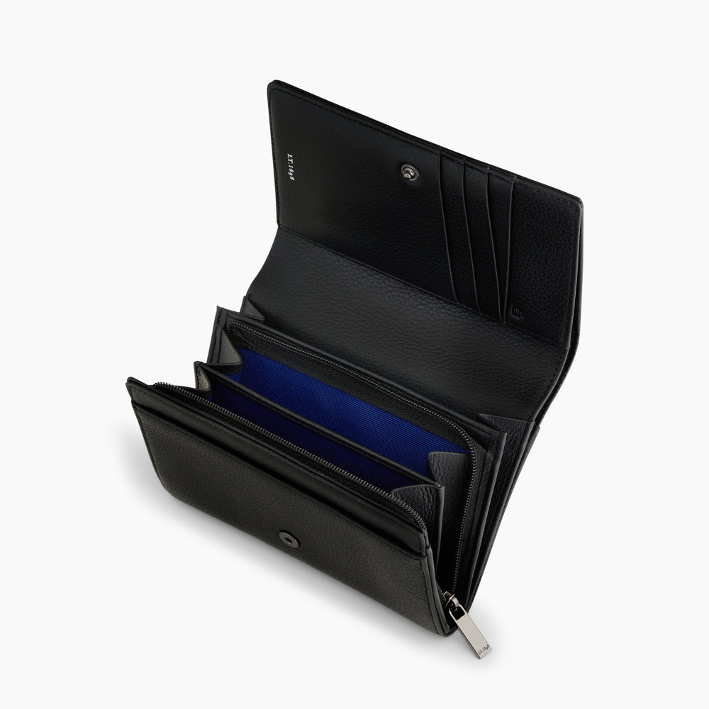 Portefeuille femme modèle Emilie en cuir grainé couleur noir Le Tanneur – vue 4