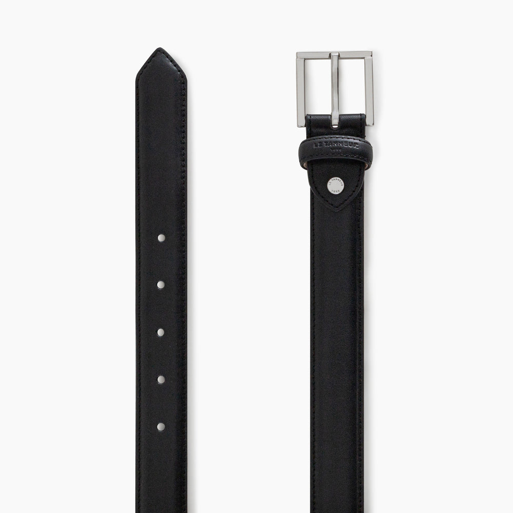 Ceinture homme en cuir noir au tannage végétal Le Tanneur – vue 2