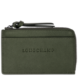 3D Porte cartes cuir Kaki Longchamp