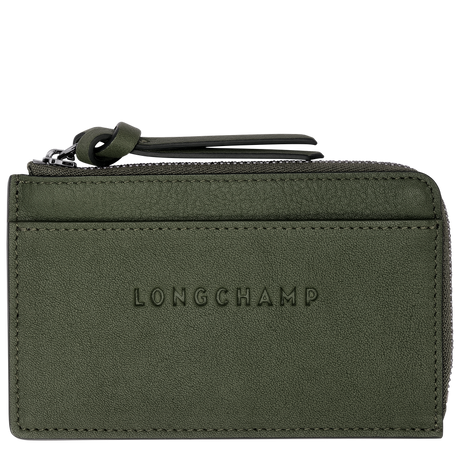3D Porte cartes cuir Kaki Longchamp