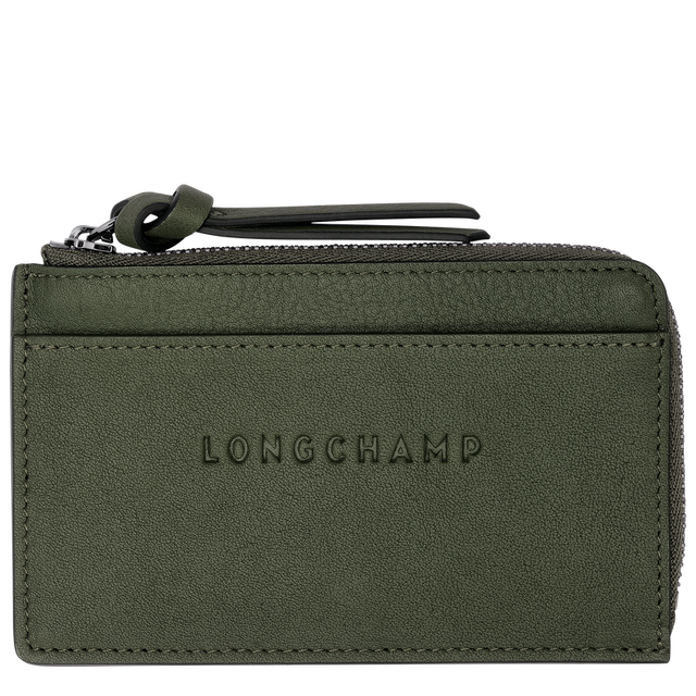 3D Porte cartes cuir Kaki Longchamp