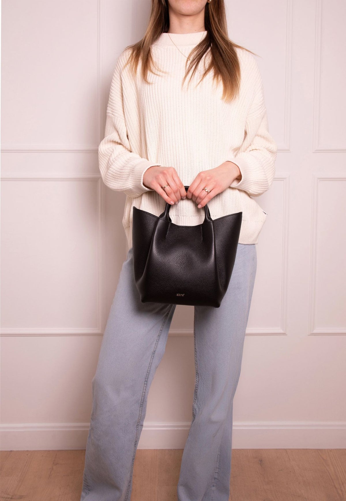 ABRO - Sac shopping en cuir grainé ESSENTIAL Noir