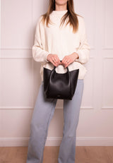 ABRO - Sac shopping en cuir grainé ESSENTIAL Noir