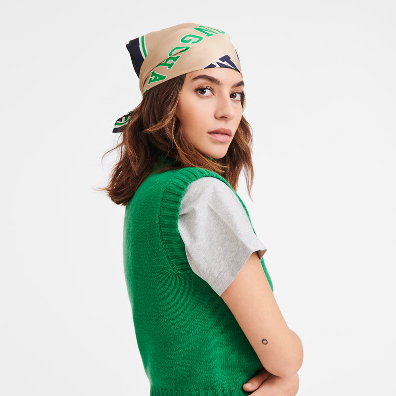 Foulard soie Go the extra Mile Beige Longchamp