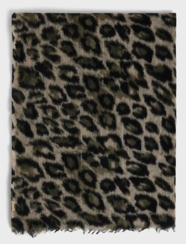 Echarpe Laine cachemire Léopard beige Dany Gérard Darel