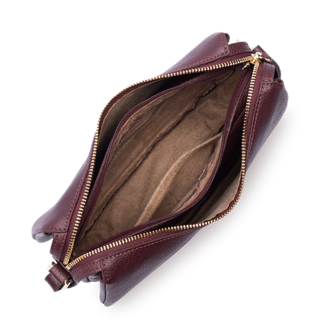 LANCASTER - Petit sac besace Lancaster Dune en cuir grainé bordeaux