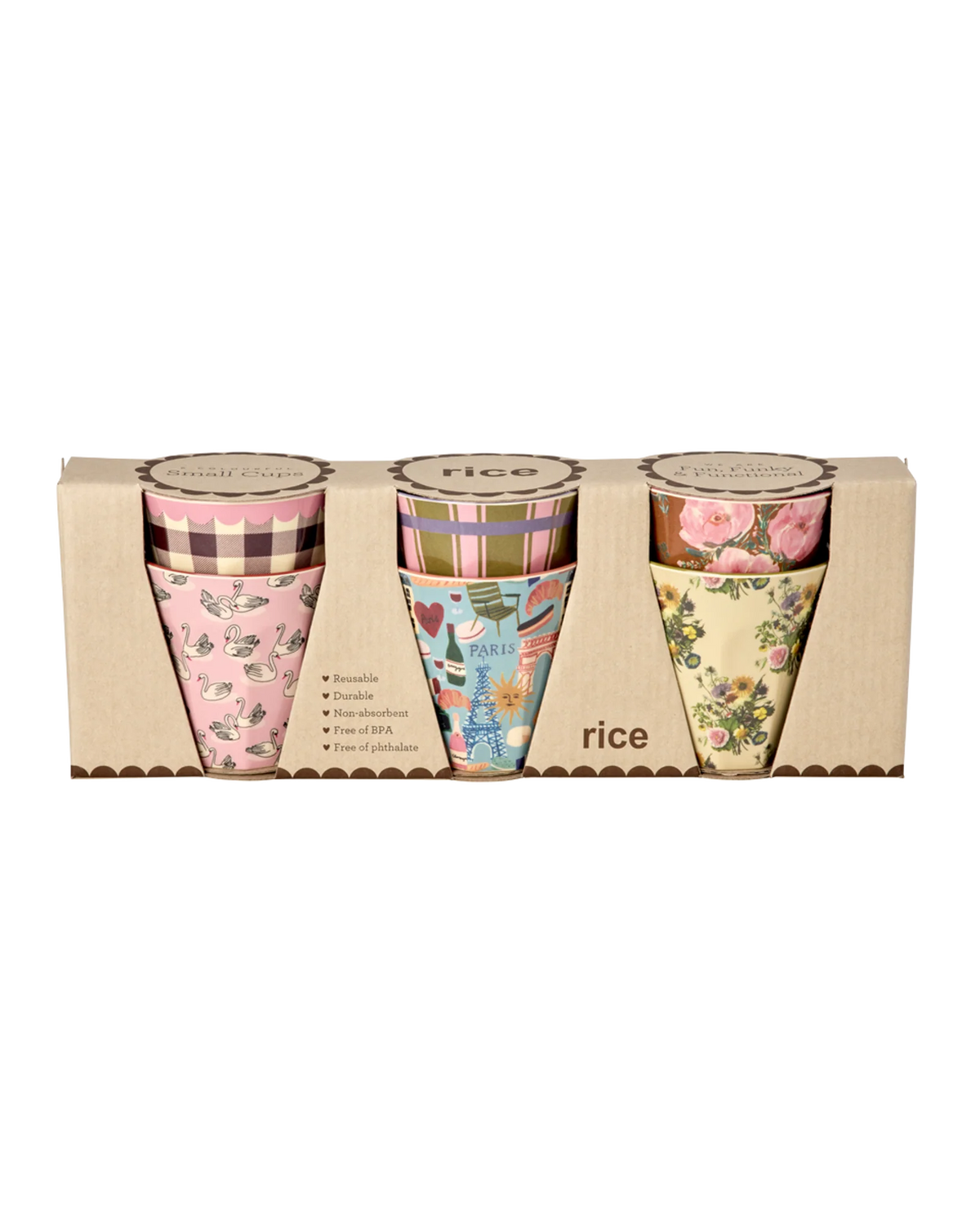 RICE - Gobelet rose foncé à fleurs en mélamine Flower Power (Copy)