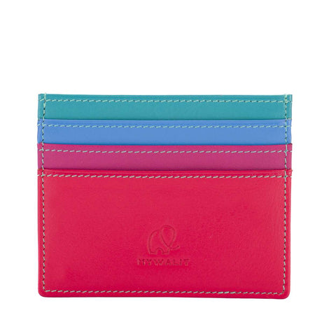 Portefeuille rose à double rabat en cuir Mywalit