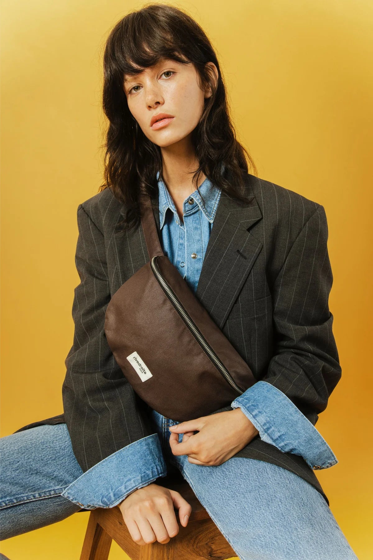 Sac banane Custine Marron ciré Rive Droite