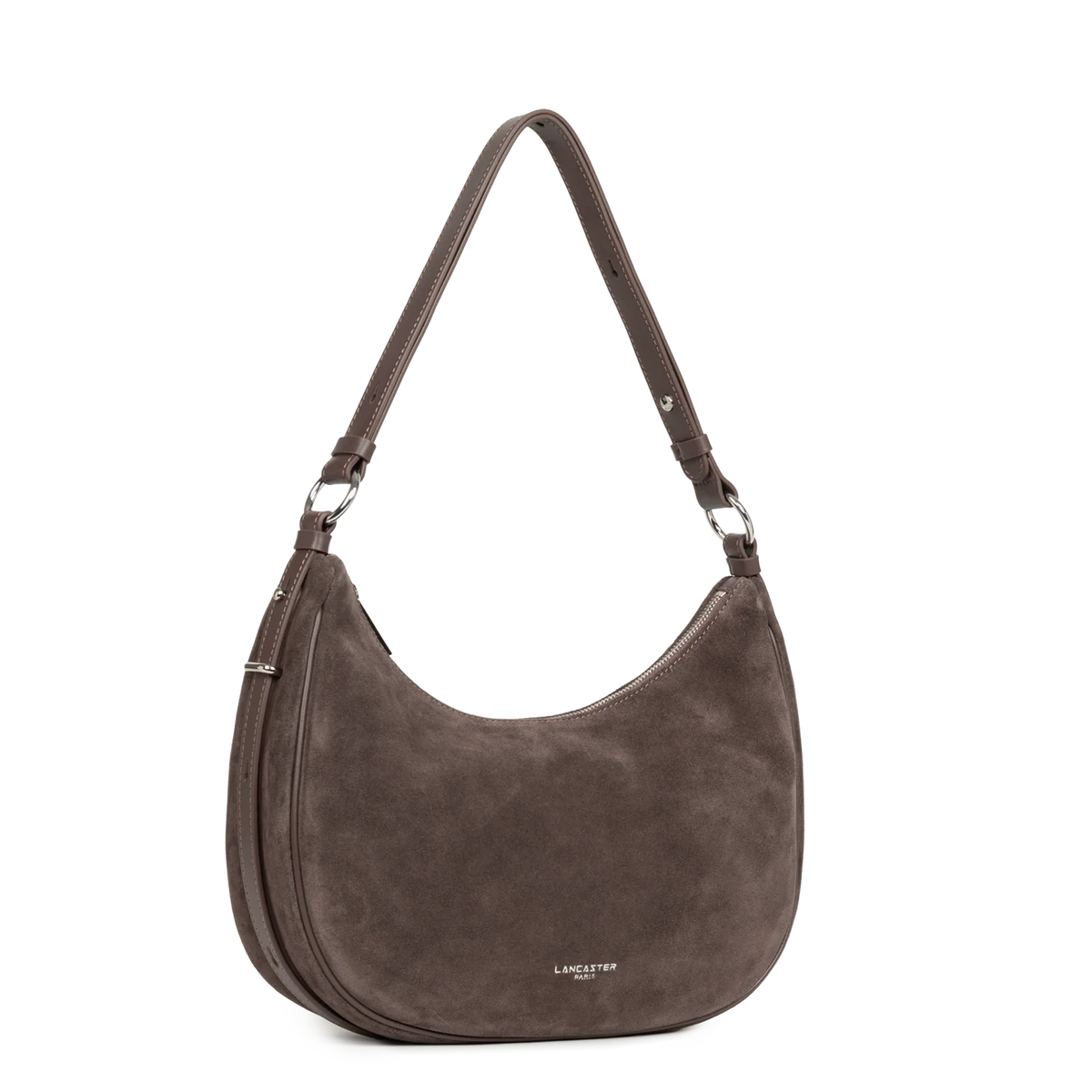 LANCASTER - Grand sac besace Lancaster Suède IT en cuir velours marron