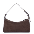 Sac baguette porté épaule en cuir velours Suède Marron Lancaster