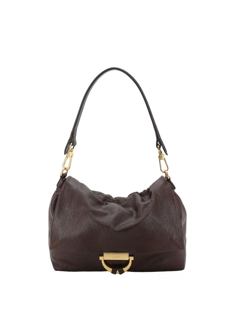 Sac porté épaule en cuir lisse Temi Medium Brun Abro