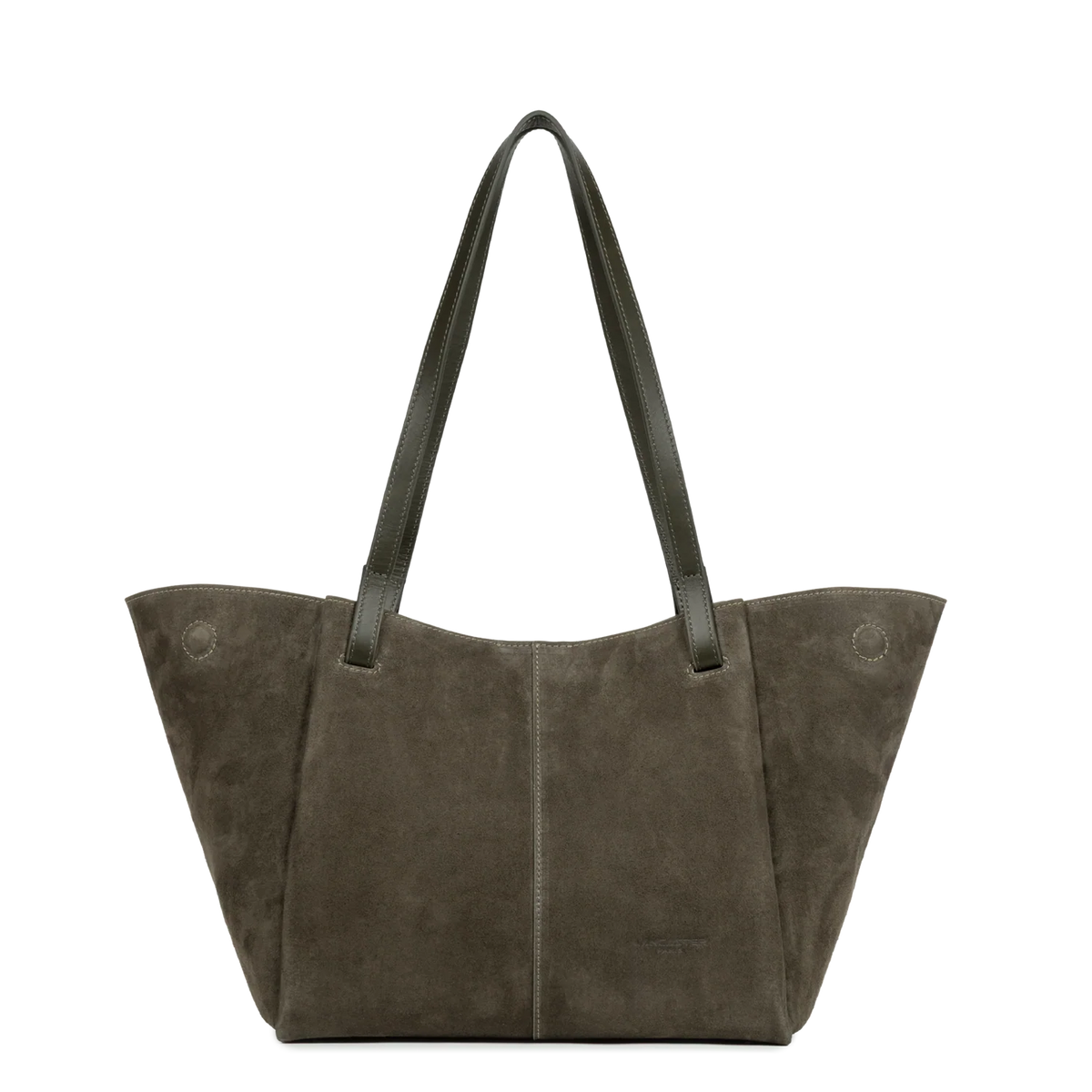 Sac cabas porté épaule en cuir velours Khaki Lancaster – vue 4
