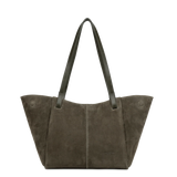 Sac cabas porté épaule en cuir velours Khaki Lancaster – vue 4