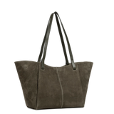 Sac cabas porté épaule en cuir velours Khaki Lancaster – vue 2