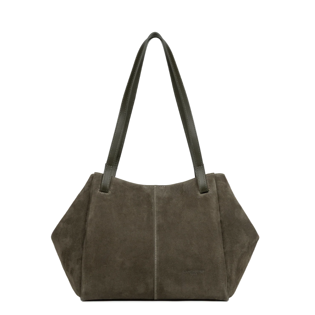 Sac cabas porté épaule en cuir velours Khaki Lancaster – vue 3