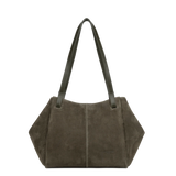 Sac cabas porté épaule en cuir velours Khaki Lancaster – vue 3