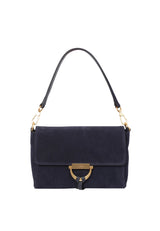 Sac porté épaule en daim Navy Temi Abro