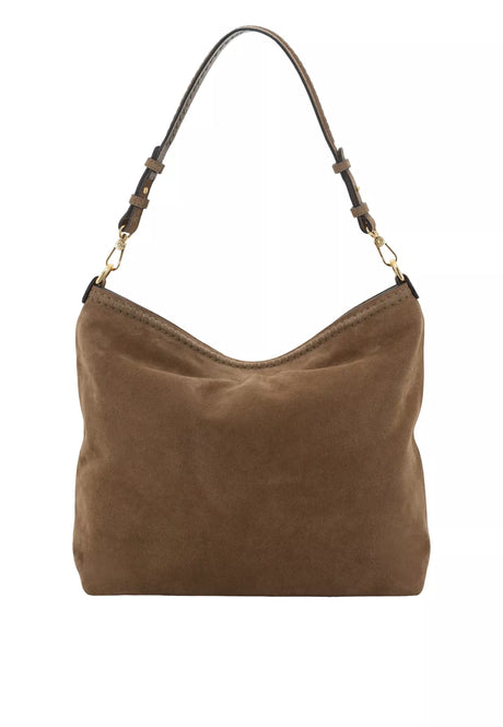 Grand sac porté épaule en daim Signature Khaki Abro – vue 2