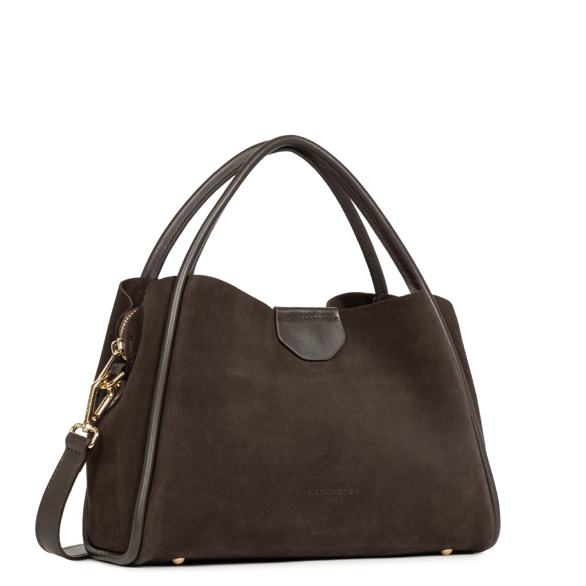 LANCASTER - Sac à main Lancaster Suède Ida en cuir velours marron