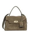 Sac porté main cuir velours Suède Grace Khaki Lancaster