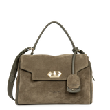 Sac porté main cuir velours Suède Grace Khaki Lancaster