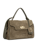 Sac porté main cuir velours Suède Grace Khaki Lancaster – vue 4