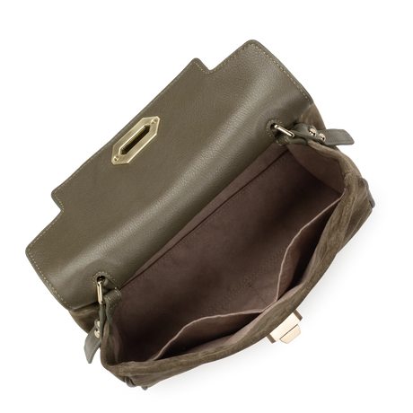 Sac porté main cuir velours Suède Grace Khaki Lancaster – vue 2