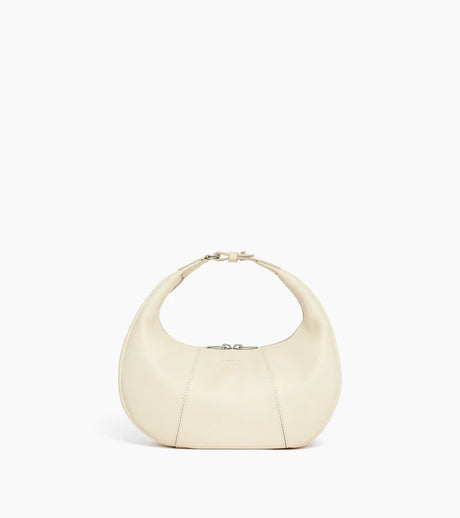 Petit sac bandoulière souple Juliette cuir grainé blanc fleur de sel Le Tanneur