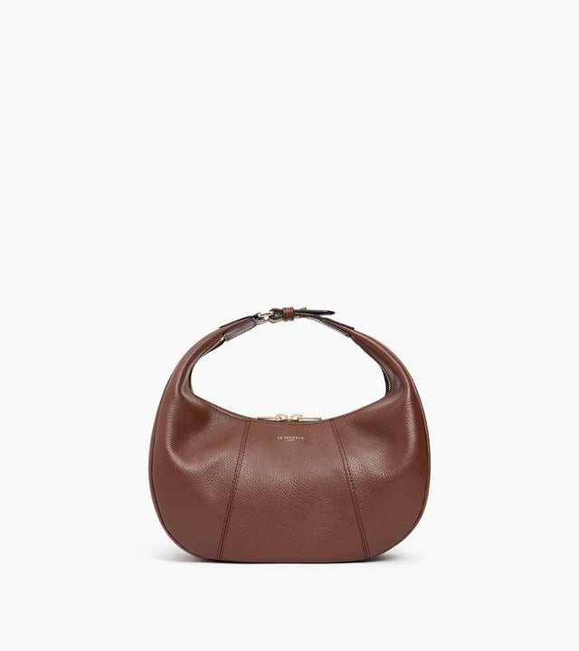 Petit sac bandoulière souple Juliette cuir grainé Ebène Le Tanneur
