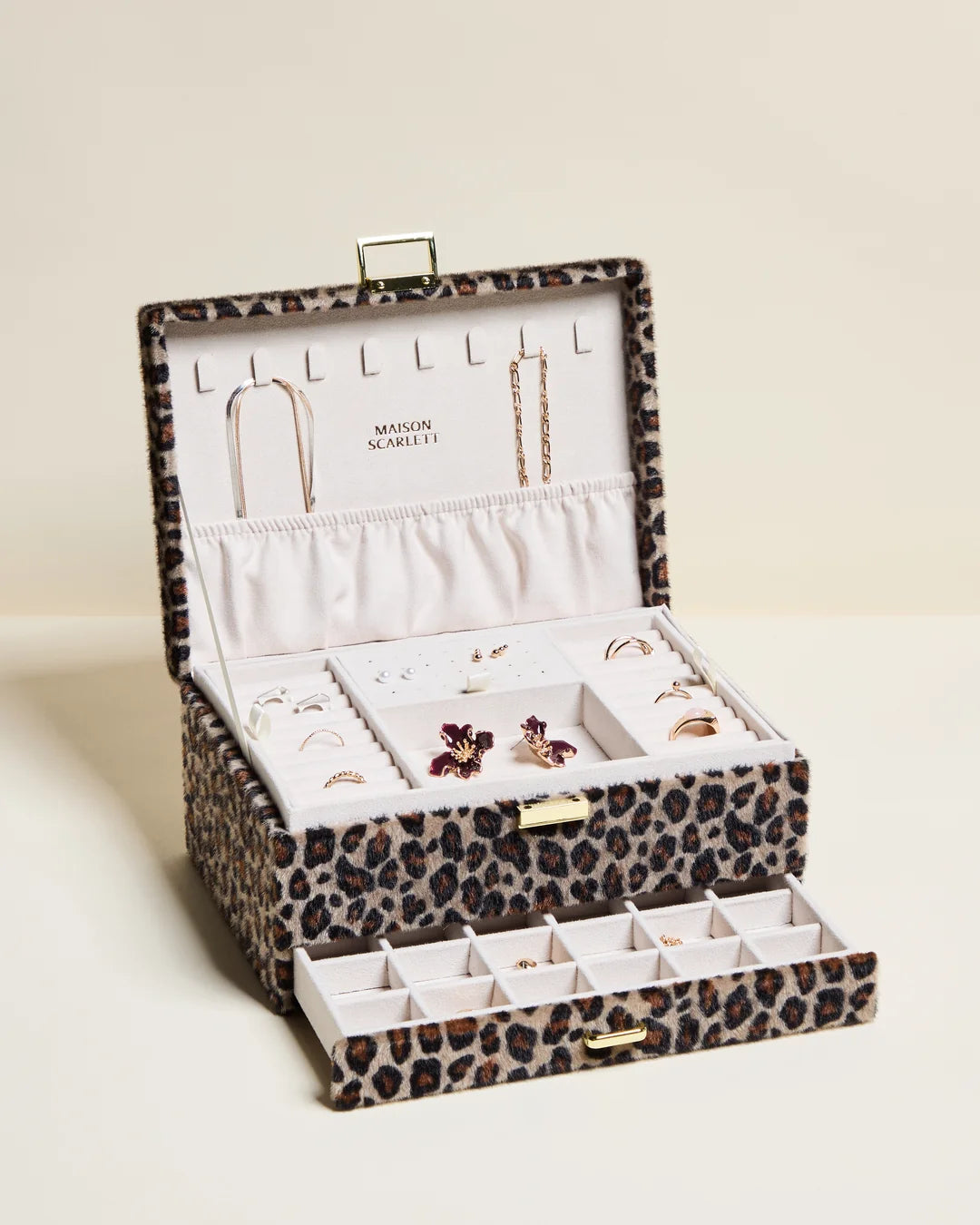 Boite à bijoux Denise velours Leopard Maison Scarlett – vue 3