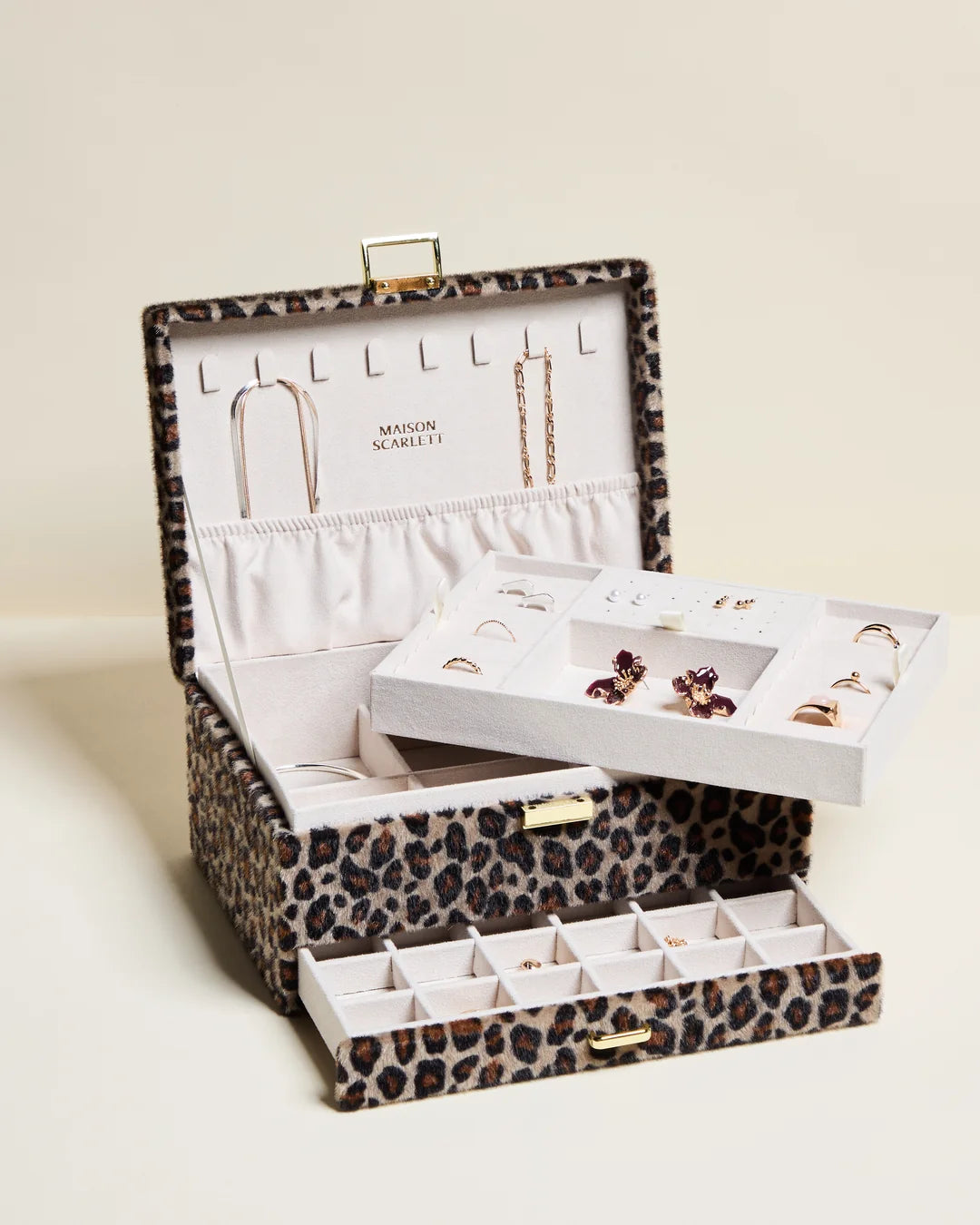 Boite à bijoux Denise velours Leopard Maison Scarlett