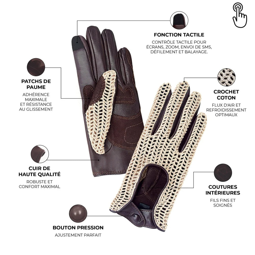 Gants cuir vélo/trottinette touche tactile Cork Glove Story – vue 2