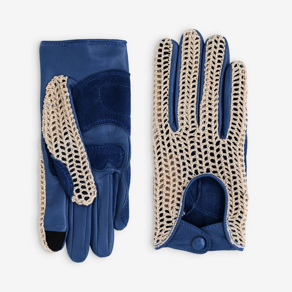 Gants cuir vélo/trottinette touche tactile Bleu Glove Story