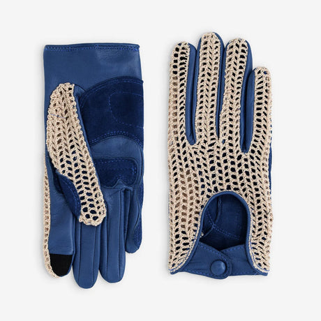 Gants cuir vélo/trottinette touche tactile Bleu Glove Story