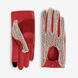 Gants cuir vélo/trottinette touche tactile Rouge Glove Story
